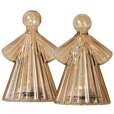 SIRIUS LED svetelný anjel, sklenený, sada 2 kusy, zlatý, 10 cm