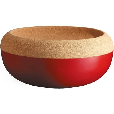Emile henry (Франция) Керамична купа (фруктиера) с корков капак emile henry large storage bowl - Ø36 см - цвят червен (eh 8765-34)