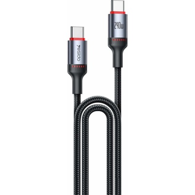 Yesido Кабел с бързо зареждане за устройства с USB-C порт - Yesido USB-C to USB-C Cable 240W (200 см) (черен) (CA185)