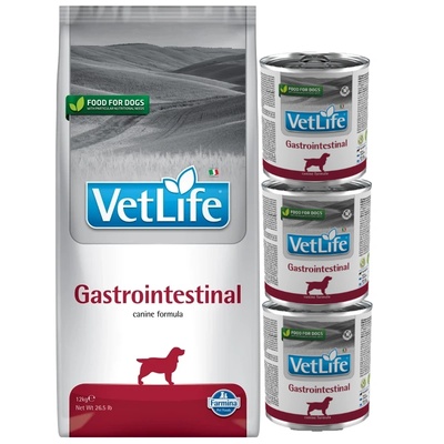 Farmina Vet Life Dog Gastrointestinal 12кг + Farmina Vet Life Gastrointestinal за кучета 3x300 г