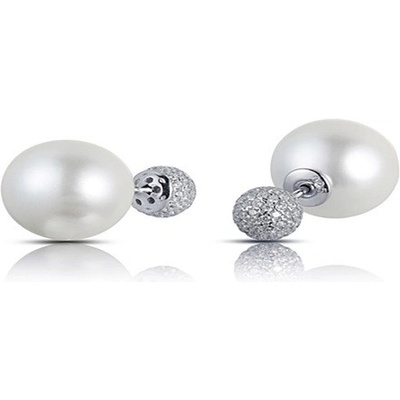 MOISS Půvabné stříbrné náušnice s Shell perlami a zirkony E0003548