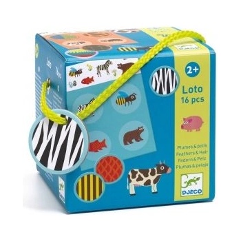 DJECO - Детска игра лото - Пера и козина - 16 части (DJ08191)