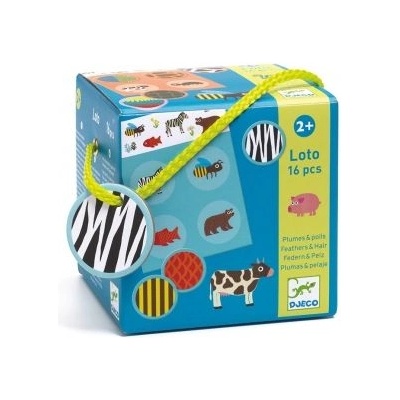 DJECO - Детска игра лото - Пера и козина - 16 части (DJ08191)