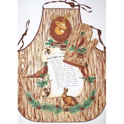 Forbyt zástěra s chňapkou MYSLIVECKÁ S RECEPTEM hnědá