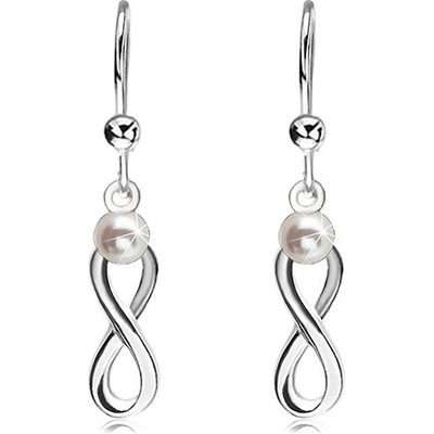 Šperky eshop lesklý symbol INFINITY s bílou perličkou SP05.08