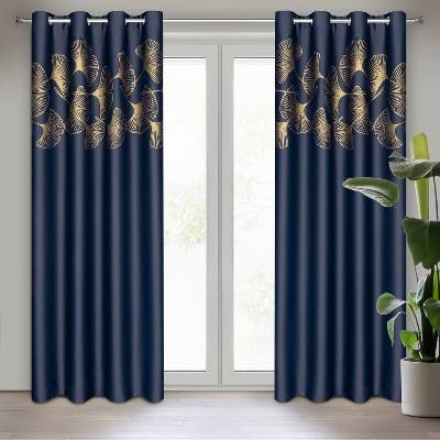 Takoy Zatemňovací závěs typu blackout s lesklým potiskem listů jinanu-HF-394049 | 140 x 250 cm