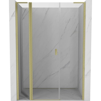 Mexen Mist L петлести душ врати 140 см, прозрачни, златни четквани - 8A4L-140-001-55-00 (8A4L-140-001-55-00)