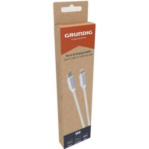 Grundig Кабел Grundig - 15244, USB-C/Lightning, 1 m, бял (15244)