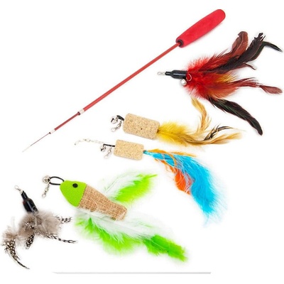 Akinu udice pro kočky s pírky set s korkem 90cm