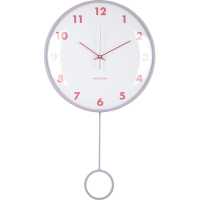 Karlsson Cheeky Dome стенен часовник с махало, светлолилав (KA6058LP)