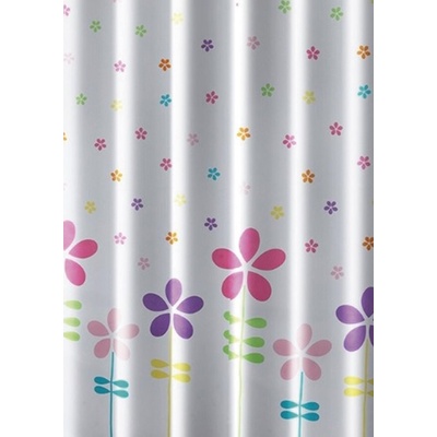 AQUALINE Sprchový závěs 180x180cm, polyester, květovaný barevný ZV025