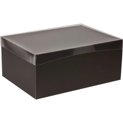 Darčeková krabica s priehľadným vekom 350x250x150 mm, čierna