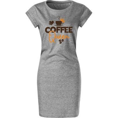 Bavlněné šaty Coffee queen tm. šedý melír