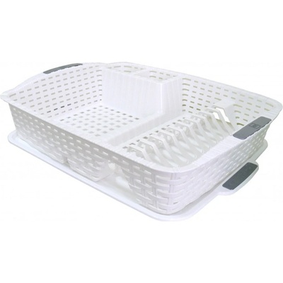 MEGA PLAST Mega Plast, Odkapávač na nádobí, polyratan, 47,5 x 37,5 x 9 cm, bílý