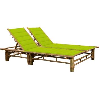Image 1 of vidaXL 2-местен шезлонг с шалтета, бамбук (3063956)