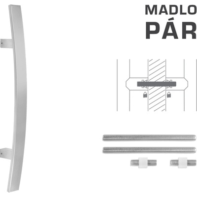 MPkovania FT - MADLO kód K41C 40x10 mm UN pár Rozteč madla: 300 mm, Rozmer profilu madla: 40x10 mm, Dĺžka: 500 mm
