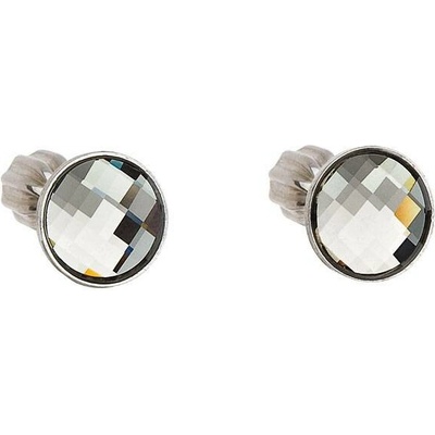 Pavona Stříbrné náušnice pecka s krystaly Swarovski šedé kulaté 31137.3