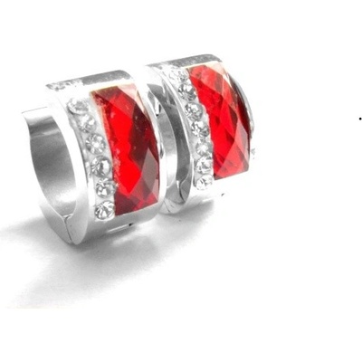 Steel Jewelry náušnice červené kroužky z chirurgické oceli NS090493