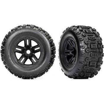 Traxxas Гуми залепени с джанти Траксас Следж Tires and wheels, assembled, glued (3.8' black wheels, Sledgehammer tires, foam inserts) (2) TRX9672 (TRX9672)