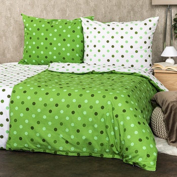 4Home bavlna povlečení Puntíky zelená 200x220 2x70x90