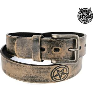 Leather & steel fashion колан Baphomet кафяв - LSF2 05
