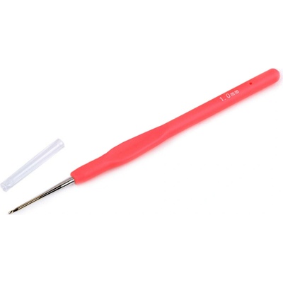Prima-obchod Háček na háčkování se silikonovou rukojetí, zlatá špička vel. 0,5; 0,6; 0,8; 1; 1,25, barva 4 (1 mm) růžová korálová