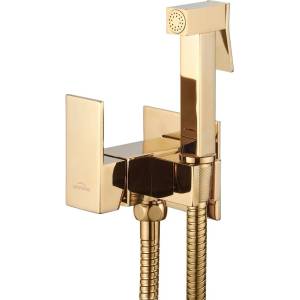 INVENA Хигиеничен душ със златен смесител Invena Bidetta с прави линии (BP-K0-B09-L)