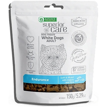 Nature's Protection Superior Care White Dogs Endurance with Insects- снакс за поддържане на издръжливостта с насекоми и ориз за възрастни кучета от всички породи с бяла козина- 150гр