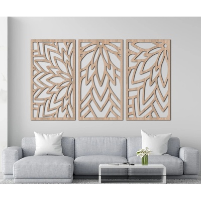 Karls DESIGN 3-dielny obraz na stenu - Silueta Listov - 112x64