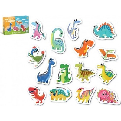 Teddies Magnetická hra Dinosauři 15ks v krabičce 17x11x3cm