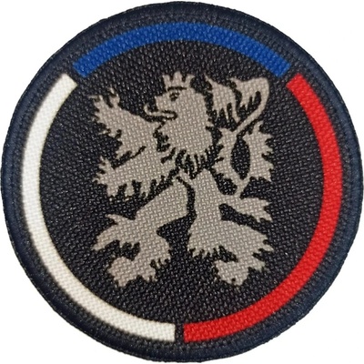 Nášivka bez obšívky Český lev trikolora černá