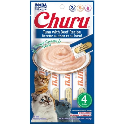 INABA Churu Пюре котешки тунец с говежди вкус 4 x 14 г