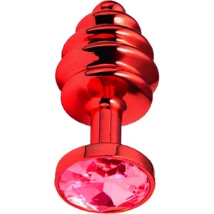 Sensual Метално дилдо Butt Plug с оребрение "RED HONEY PINK" 7 см. Размер - S