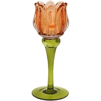 Werner Voss Sklenený svietnik Tulipán 18,5 cm oranžová