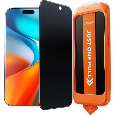 TORRAS Протектор за iPhone 17 Air - Torras - GlassGo Install Master Privacy - Черен
