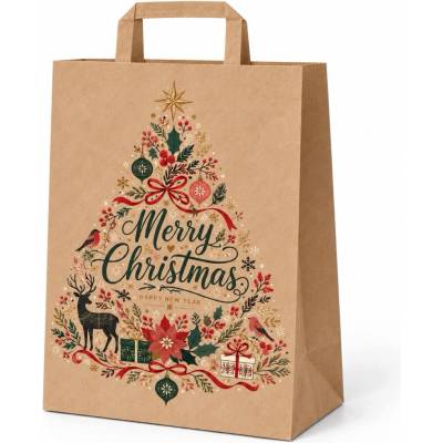žiadna značka Vianočné papierové tašky 32×17×41 cm darčekové 5 ks varianty A3