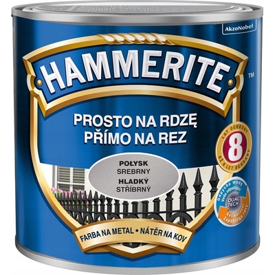 Hammerite přímo na rez, 0,70L, hladký stříbrný