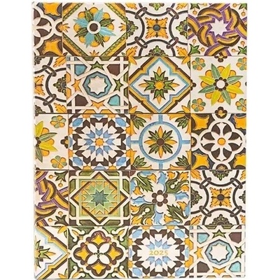 Porto Portuguese Tiles Ultra 12-month Day-at-a-time Hardback Dayplanner Elastic Band Closure 2025