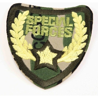 Nažehľovacia záplata - SPECIAL FORCES - rozmer 5,5 cm x 5 cm - khaki