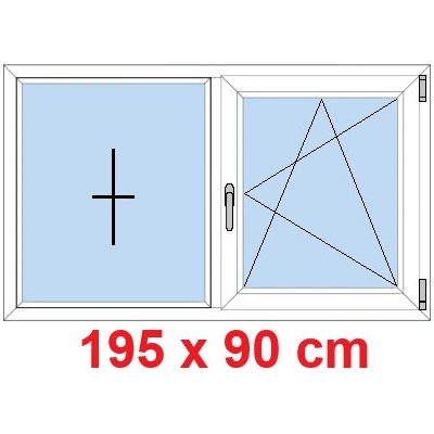 Soft Dvoukřídlé plastové okno 195x90 cm, FIX+OS Antracit krupička
