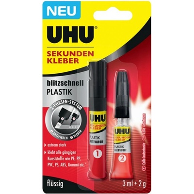UHU SUPER GLUE Plastik 3 ml + 2 g
