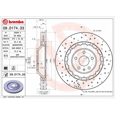 Brzdový kotouč BREMBO 09.D174.33