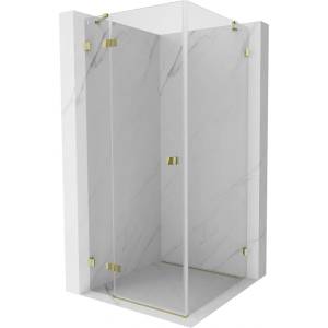 Mexen Lunar лява отваряема душ кабина 90 x 90 см, прозрачна, златна - 834-090-090-50-00-L (834-090-090-50-00-L)