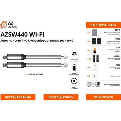 AZSW440 WI-FI - sada pohonu pro dvoukřídlou bránu do 440kg