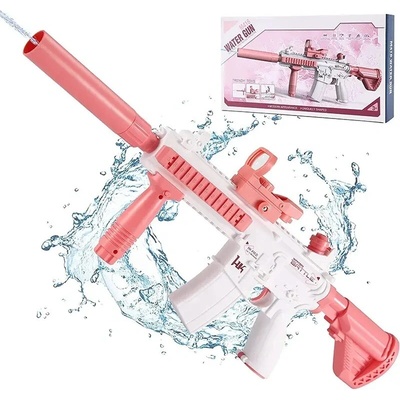 BATTLE Elektrická vodná pištoľ M416 zabudovaný 370 ml zásobník ružová CY013