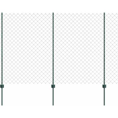 Zelený plot ze zahradního pletiva s 10 sloupky, ocelový, 1,6 x 10 m