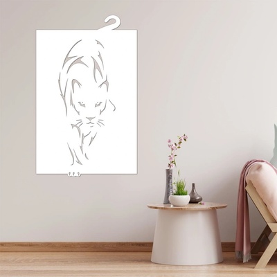 dřevo života Dřevěná dekorace na zeď Panter Rozměry (cm): 80x128, Zvolte barvu dekoru: Bílá