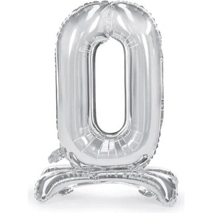 Party Deco Стоящ Фолиев Балон Цифра в Сребристо - 0 (fb102m-0-018)
