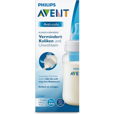 Philips Avent fľaša PP Antikolik polopriehľadná antikolikový mäkký cumlík s 3 otvormi 1x1 ks 330ml