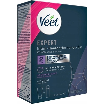 Veet Sada pro depilaci intimních partií depilační krém a pěna, 2x50 ml